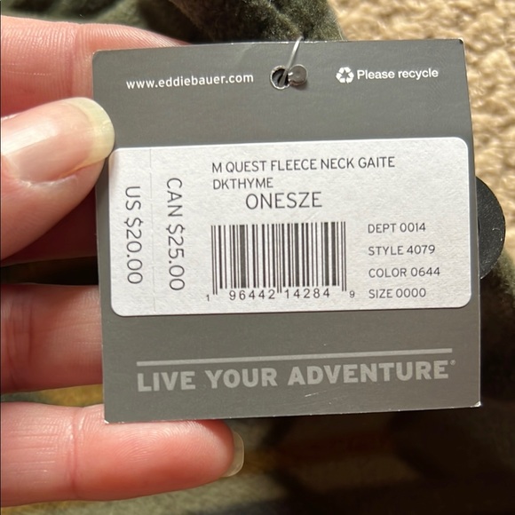 Eddie Bauer Olive Patterned Fleece Neck Warmer - Picture 3 of 3